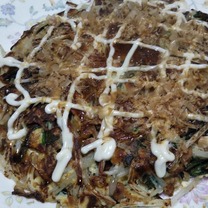 もやしとほうれん草と納豆のお好み焼き☆
